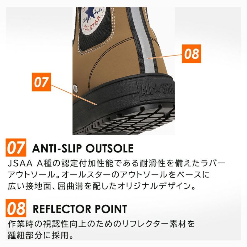 【予約:3/24発送予定】「コンバースCPD」ALLSTARPSSIDEGOREHIセーフティシューズサイドゴアオールスターハイカットCONVERSE安全靴作業靴プロテクティブスニーカーJSAA先芯