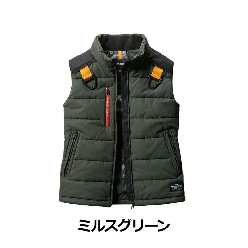 24AW バートル 5054 防寒ベスト ハーネス対応 ミルスグリーン XXL XXL BURTLE バートル 電熱ベスト 作業着 防寒ベスト（ユニ