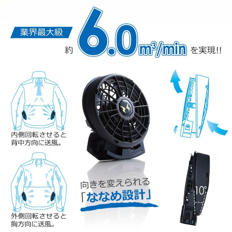 アタックベース 空調風神服 サイドファンベスト+ななめファン+