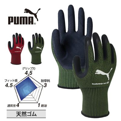 プーマ ワーク グローブ ラジアルグリップ ソフト PG-1360 作業用 手袋 ゴム引き 背抜き すべり止め グリップ フィット PUMA
