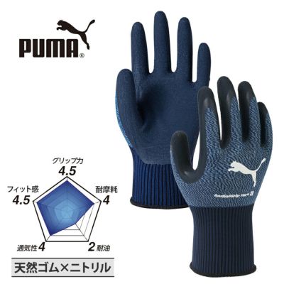 プーマ ワーク グローブ ラジアルグリップ ハード PG-1460 作業用 手袋 ゴム引き 背抜き すべり止め グリップ フィット PUMA