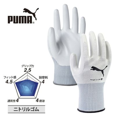 プーマ ワーク グローブ タフ＆オイル PG-1520 作業用 手袋 ゴム引き 背抜き ニトリル すべり止め グリップ フィット PUMA