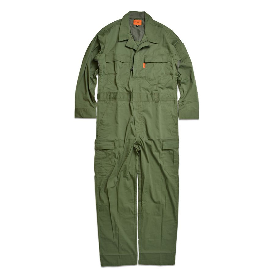 「プロノ」脇＆背中メッシュ長袖ストレッチカーゴツナギ/PR-2001/*夏薄生地オーバーオールメンズつなぎおしゃれ動きやすい*