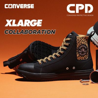 【2025春夏新作】コンバース CPD ALL STAR PS SIDEGORE HI/XLARGE オールスター エクストララージ 安全靴 作業靴 ハイカット サイドゴア ヒョウ柄 セーフティシューズ バイク CONVERSE