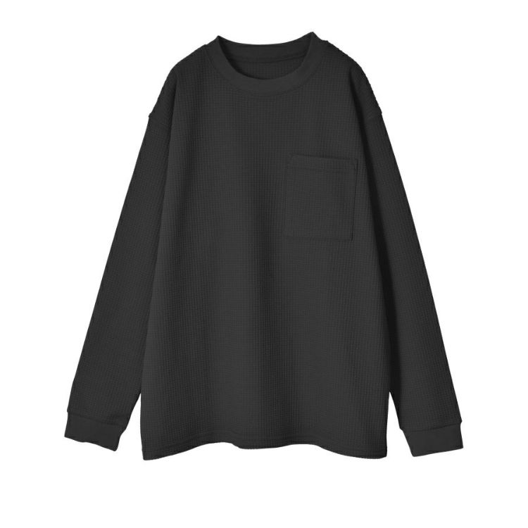 ハミューレ SOLOTEX(R)使用 長袖クルーネックワッフルTシャツ