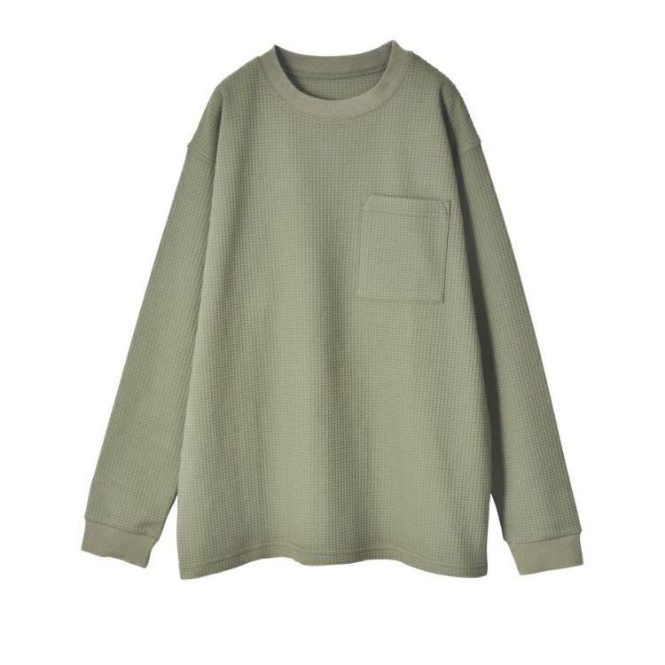 ハミューレ SOLOTEX(R)使用 長袖クルーネックワッフルTシャツ HMU-2514