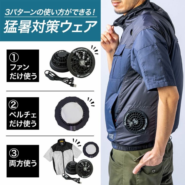 ペルチェ付き空調服ファン 空調風神服 コーコス ボルトクール ペルチェ対応モデル サイド